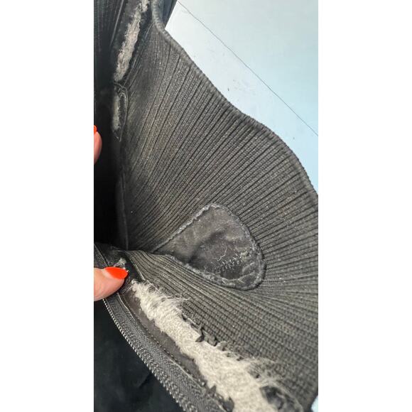 Vionic Kaylee Black Suede/Knit Water Resistant Block Heel Zip Ankle Boots Sz 7 - Picture 11 of 12